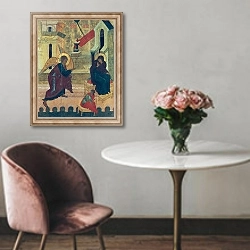 «Icon depicting the Annunciation» в интерьере в классическом стиле над креслом