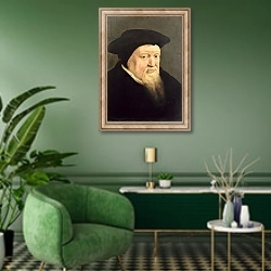 «Vigilius von Aytta, c.1566-67» в интерьере гостиной в зеленых тонах