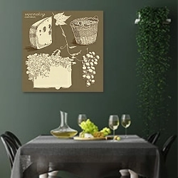 «Винная коллекция №14» в интерьере столовой в зеленых тонах