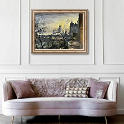«London Twilight from the Adelphi,» в интерьере гостиной в классическом стиле над диваном