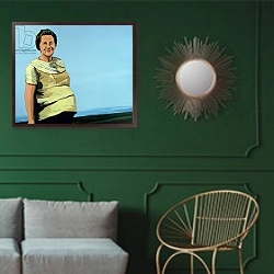 «Cuban Portrait no.9, 1996» в интерьере классической гостиной с зеленой стеной над диваном