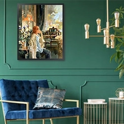 «Veil of Elegance» в интерьере в классическом стиле с зеленой стеной
