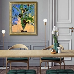 «Натюрморт: ваза с полевыми цветами» в интерьере классической кухни у двери