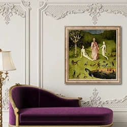 «The Garden of Earthly Delights, c.1500 2» в интерьере в классическом стиле над банкеткой