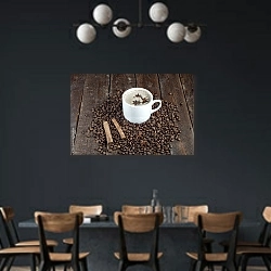 «Кофе с корицей и звездами аниса» в интерьере столовой с черными стенами