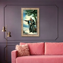 «Mikhael Ilarionovich Golenichtchev Kutuzov Prince of Smolensk, 1829» в интерьере гостиной с розовым диваном
