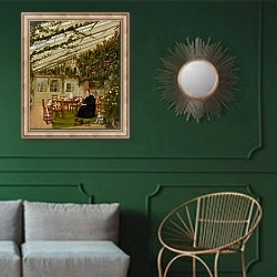 «The Family of Mr. Westfal in the Conservatory, 1836 1» в интерьере классической гостиной с зеленой стеной над диваном