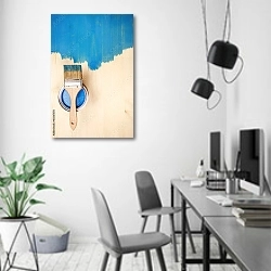 «Покраска в синий цвет» в интерьере современного офиса в минималистичном стиле