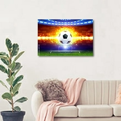 «Футбольный мяч» в интерьере современной светлой гостиной над диваном
