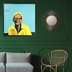 «Cuban Portrait #13, 1996» в интерьере классической гостиной с зеленой стеной над диваном