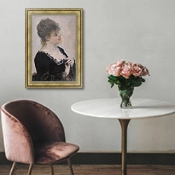 «Портрет молодой женщины 12» в интерьере в классическом стиле над креслом