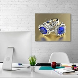 «Золотые кольца с сапфирами» в интерьере светлого офиса с кирпичными стенами