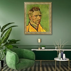 «автопортрет 1» в интерьере гостиной в зеленых тонах