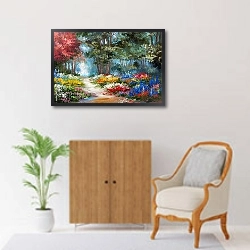 «Красочный лес» в интерьере в классическом стиле над комодом