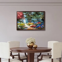 «Красочный лес» в интерьере столовой в классическом стиле
