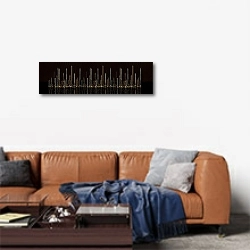 «Город гвоздей» в интерьере современной гостиной над диваном