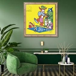 «Harold Hare 81» в интерьере гостиной в зеленых тонах