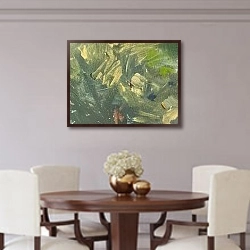 «Irises on the forest background» в интерьере столовой в классическом стиле