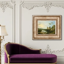 «Italian Landscape, c.1760-65» в интерьере в классическом стиле над банкеткой
