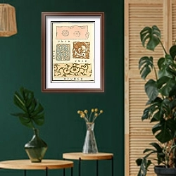 «Chinese prints pl.110» в интерьере в этническом стиле с зеленой стеной