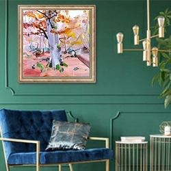 «Forêt 37 ,2018» в интерьере в классическом стиле с зеленой стеной