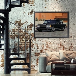 «ЗиЛ 41047 '1985–2000» в интерьере двухярусной гостиной в стиле лофт с кирпичной стеной