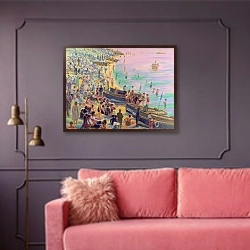 «Brighton Beach» в интерьере гостиной с розовым диваном