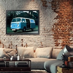 «Volkswagen T2 Bus '1972–79» в интерьере гостиной в стиле лофт с кирпичной стеной