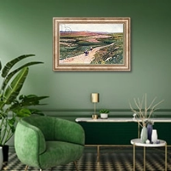 «Cana from the Road to Nazareth» в интерьере гостиной в зеленых тонах