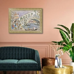 «Rialto Bridge» в интерьере классической гостиной над диваном