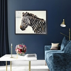 «Zebra, 2002» в интерьере в классическом стиле в синих тонах