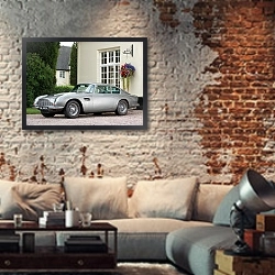 «Aston Martin DB6 Vantage (MkII) '1969–70» в интерьере гостиной в стиле лофт с кирпичной стеной