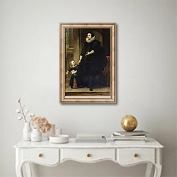 «Portrait of a Nobleman and his Child or Portrait of the Brother of Rubens» в интерьере в классическом стиле над столом