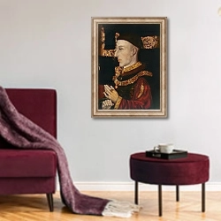 «Portrait of Henry V 2» в интерьере гостиной в бордовых тонах
