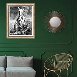 «The Deposition, 1633» в интерьере классической гостиной с зеленой стеной над диваном