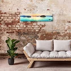 «Рассвет над голубым морем» в интерьере современной гостиной в стиле лофт
