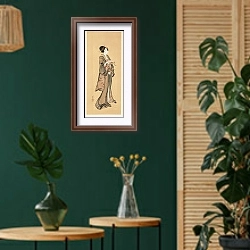 «Masterpieces selected from the Ukiyoyé School, Pl.28» в интерьере в этническом стиле с зеленой стеной