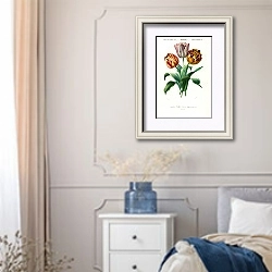 «Тюльпаны Дидье (Tulipa gesneriana) » в интерьере спальни в стиле прованс с синими деталями