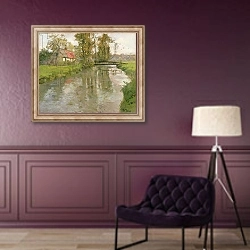 «River Landscape, c.1897» в интерьере в классическом стиле в фиолетовых тонах
