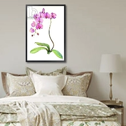 «Orchid botanical, 2013,» в интерьере спальни в стиле прованс над кроватью