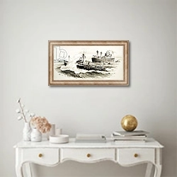 «Unidentified ship and pilits boat» в интерьере в классическом стиле над столом