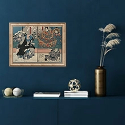 «Satō norikiyo nyudō saigyo Yoshinaka.» в интерьере в классическом стиле в синих тонах