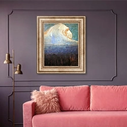 «Гора» в интерьере гостиной с розовым диваном