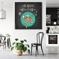 «Life begins after coffee» в интерьере современной светлой кухни
