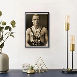 «Portrait of  a Wrestler c.1920» в интерьере в стиле ретро над столом