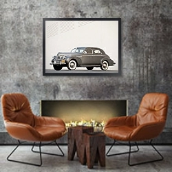 «Buick Super Eight 4-door Sedan '1940–42» в интерьере в стиле лофт с бетонной стеной над камином