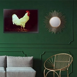 «Rooster» в интерьере классической гостиной с зеленой стеной над диваном