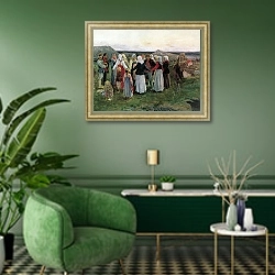 «Хоровод» в интерьере гостиной в зеленых тонах