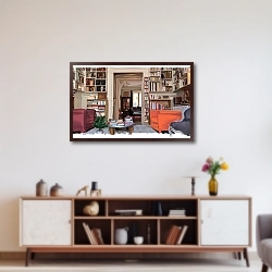 «raspberry and orange sofa in Paris» в интерьере 