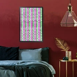 «Wavy Stripe, 2014» в интерьере спальни с акцентной стеной
